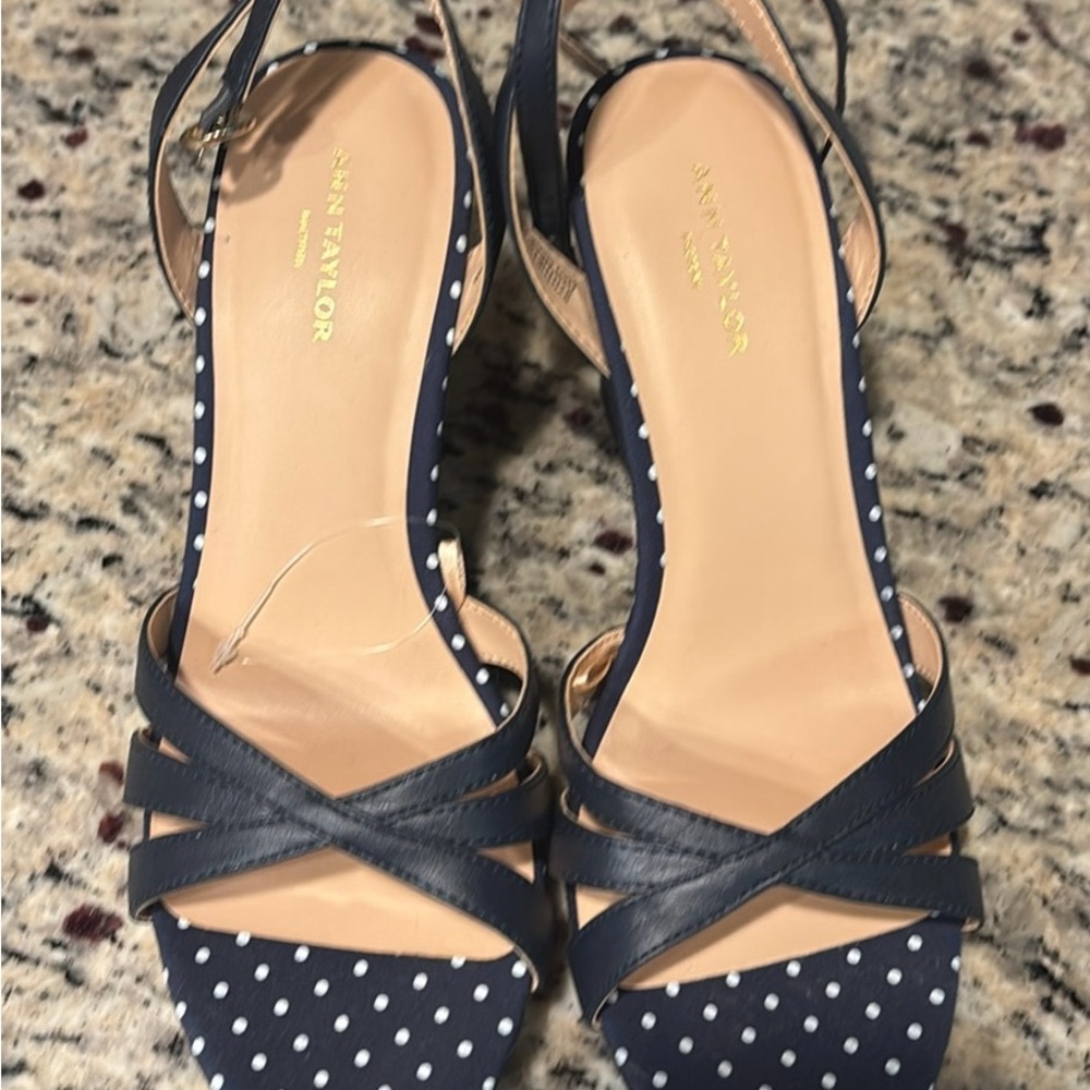 Ann Taylor Factory Navy Polka Dot Heels